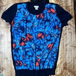 J. Crew Blue Floral Short Sleeve Shirt.  Sz XS